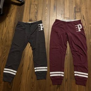VS PINK cropped skinny pj pants, set of two. Size large.